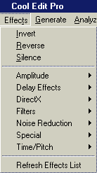 Le menu Effects de Cool Edit Pro